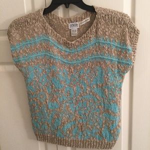 Sand & Turquoise Sweater Cap Sleeve - Quality Linen/cotton